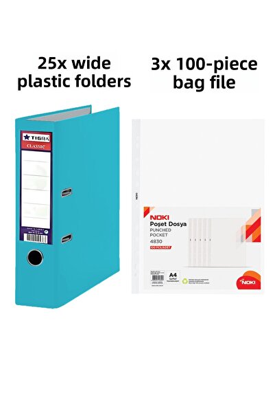 Tigra 25 Large Folders, 3 Noki XL 100-Piece Bags, File Office Set
