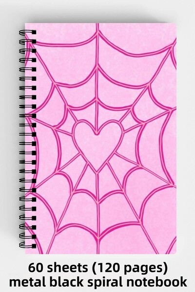 Anime Marketi تصميم قلب العنكبوت الوردي A5 دفتر بغلاف صلب حلزوني 120 ورقة