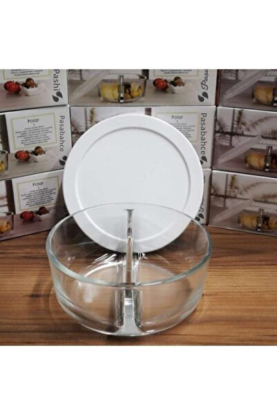 Paşabahçe حاوية تخزين من الصوف بغطاء أبيض مكونة من حجرتين