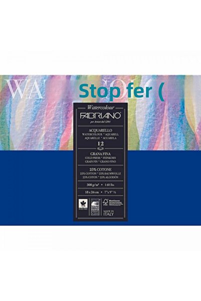 Fabriano Watercolour Cold Pressed 300gr Water Color Block 12 Sheets 18x24cm
