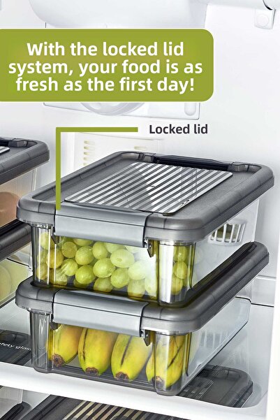 grimorlife قطعتان من حاوية تخزين اللحوم المفرومة القابلة للقفل، منظم الثلاجة 3 لتر - مجمد