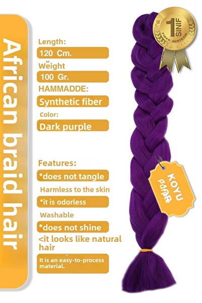 KONAK PERUK Păr sintetic din fibră de împletitură africană violet închis Rast...
