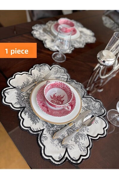 QBR Home Serviciu american de epocă. Negru cu model (1 bucată)