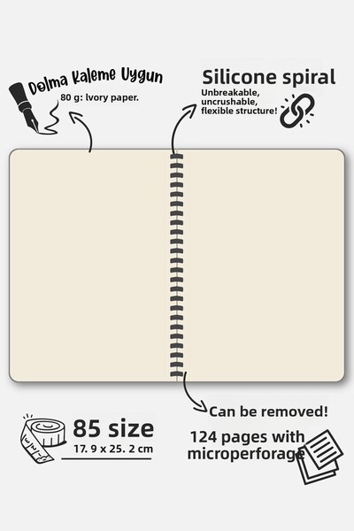 Victoria's Journals Silicone Spiral Notebook 80 Gr. Ivory 18X25Cm Plain