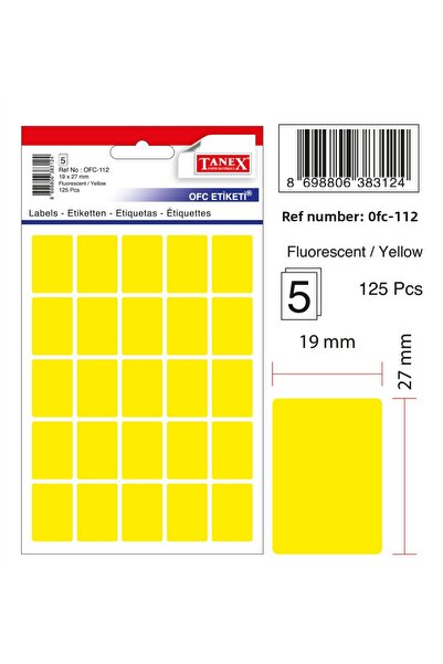Tanex Etichetă de birou Ofc-112 Flo Yellow