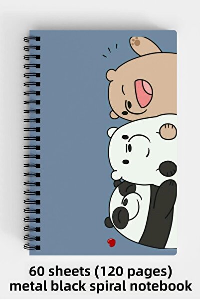 Anime Marketi دفتر ملاحظات ذو غلاف صلب مقاس A5 مع تصميم دببة لطيفة 120 ورقة