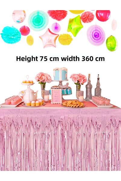 snowparty تنورة طاولة معدنية وردية اللون، تنورة طاولة لامعة لتزيين أعياد الميلاد