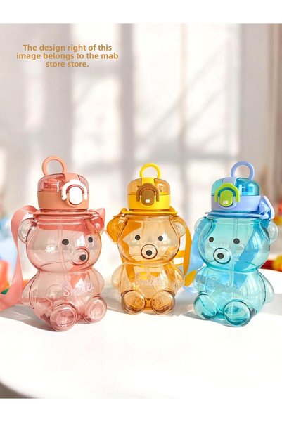 Mabs Tech Cute Teddy Bear Figured Water Bottle - Teddy Bear Smile Transparent Water Bottle School Water Bottle 700ml