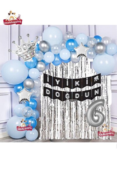 Bkmc Silver Blue Concept Starry King Crown 6 ετών Σετ γενεθλίων με αλυσίδα με...