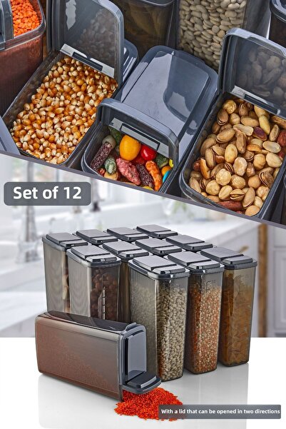 HOMENIVA Set of 12 Double Lid Measured Food Storage Container 2400ml