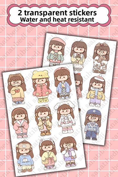 sanatıbedi Pachet de 2 autocolante transparente pentru fete drăguțe - autocol...