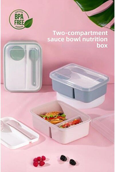 HOBBY LİFE Feeding Bowl - Sauce Bowl with Compartment and Fork and Spoon