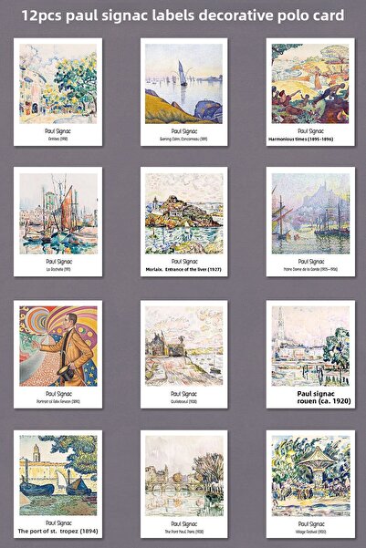 Runrux لوحات بول سيجناك 12 بطاقة بولو مزخرفة - بطاقات ملصقات فنية