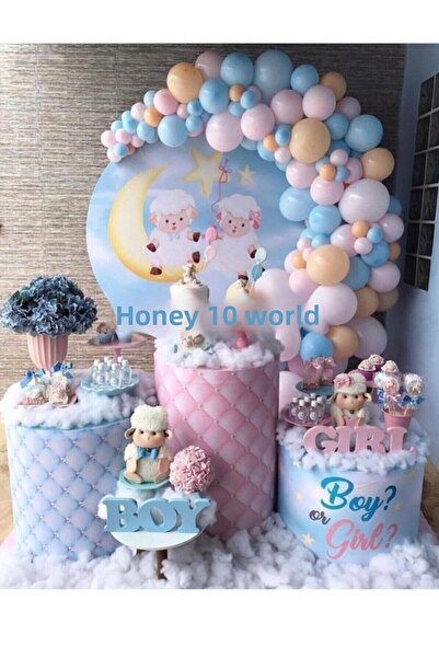 BEST PARTİ DOĞUM GÜNÜ PARTİ SÜSLERİ Pink-blue-skin Color Balloon Chain 100 Pi...