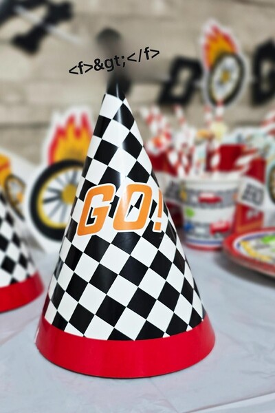 PEKSHOP Racing Cars Theme Birthday Hat Racing Concept Birthday Cardboard Party Hat