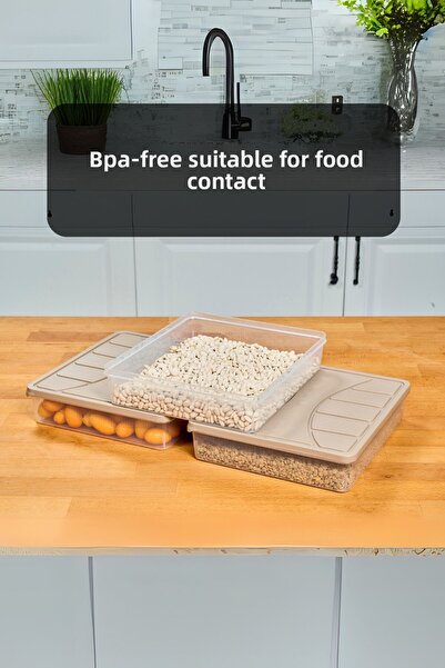 SUPERPUP 3 Liter Sand Beige Freezer Storage Container - 3 Soft Lids