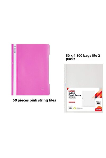 KarmaOfis Pink Ring Binder Set 4 (50 Pink Ring Binders + 200 Bag Binders)