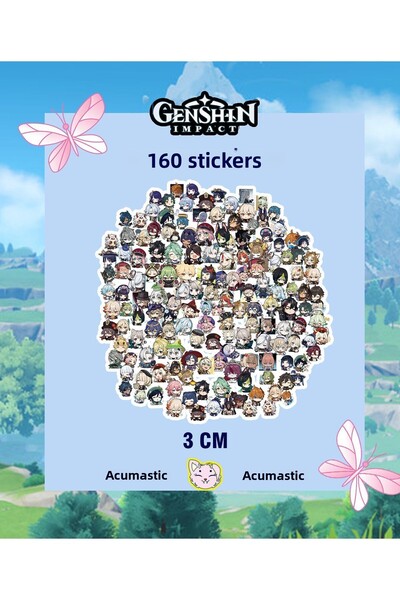 Akumastik Σετ αυτοκόλλητων Genshin impact 160 τμχ - Αυτοκόλλητο Anime - Φωτει...