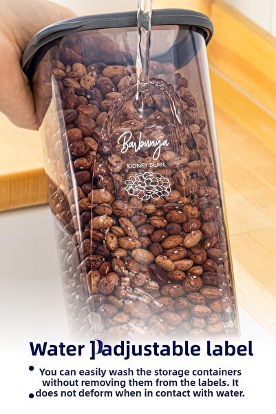 Vienev Set of 4 Peggy Rectangular Storage Containers with White Screen Printing Label 1x(1500-1150-800-400 Ml) Anthracite