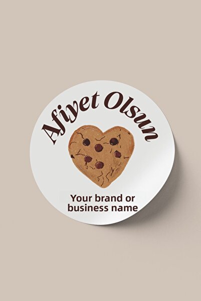 Runrux Bon Appetit Heart Cookie Label - Sales Label for Your Brand and Boutiq...