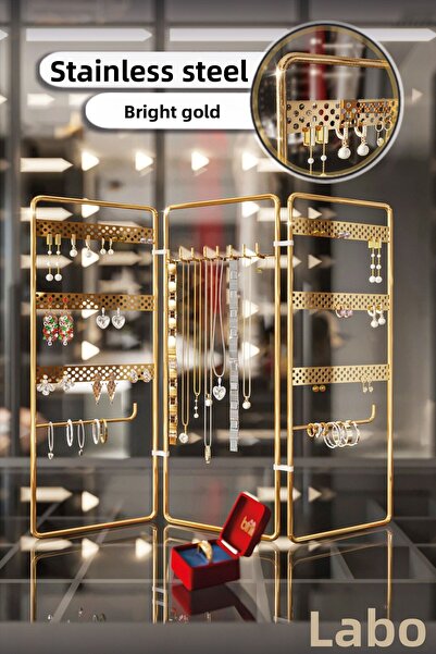 Bino صندوق منظم المجوهرات، حامل المجوهرات المزخرف، 3 قطع، حامل حلقات القلادة