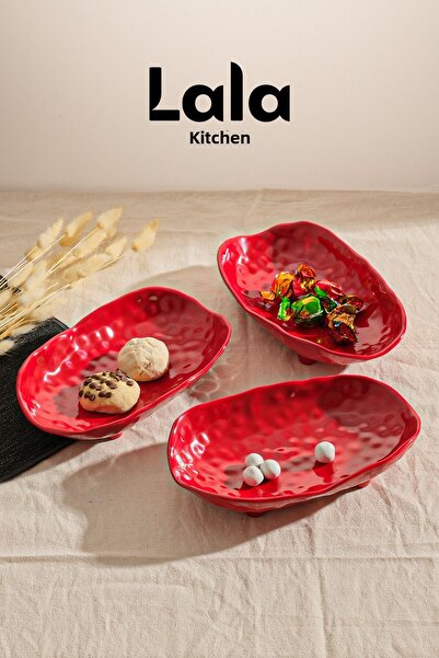 Lala Mutfak Melamine Stylish Plate - (21X13 cm) 3 Pcs Belen Kayık Breakfast and Presentation