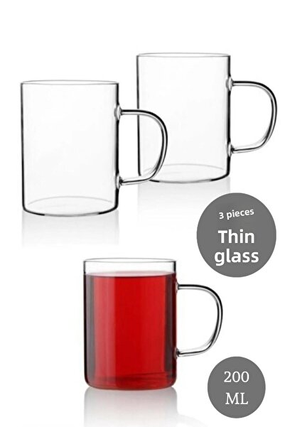 Heredot 3 Pieces Fire Resistant Glass 200 ml Mug Cup Mıt1014