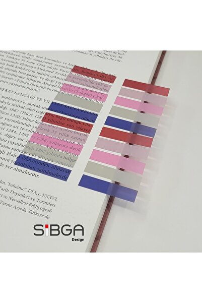 sibga tasarım Transparent Colored Post-It Note Paper - 200 Sheets Bookmark Sticker