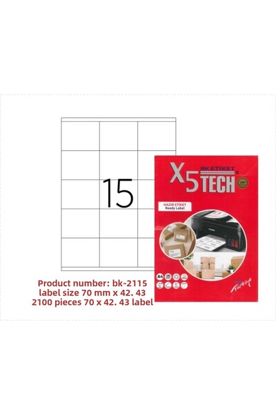 BK ملصق ليزر مقاس 70 × 56 مم، 15 ملصقًا في ورقة A4