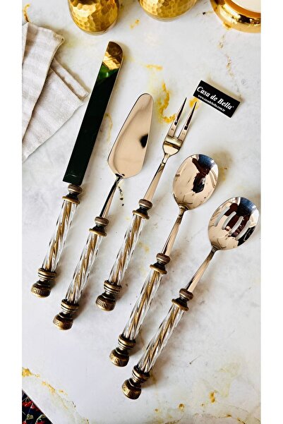 CASA DE BELLA 5 Piece Gold Antique Crystal Serving Set