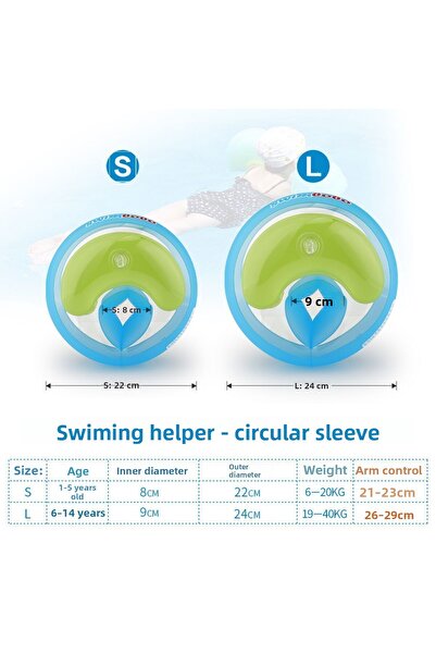 Swimbobo أكمام مساعدة للسباحة صغيرة مستديرة لعمر 1-5 سنوات (6-20 كجم) صغيرة Bo1200s