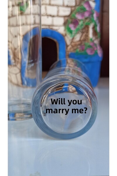 Tasarici كلمات في الأسفل راكي جلاس 1 قطعة (هل تتزوجيني؟)