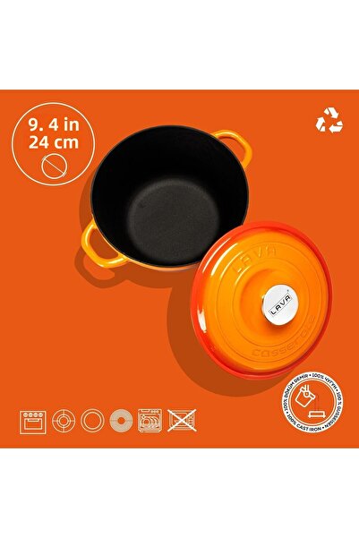 Lava Cast Round Pot Cast Iron Lid New Heritage Series Diameter(Ø)24cm
