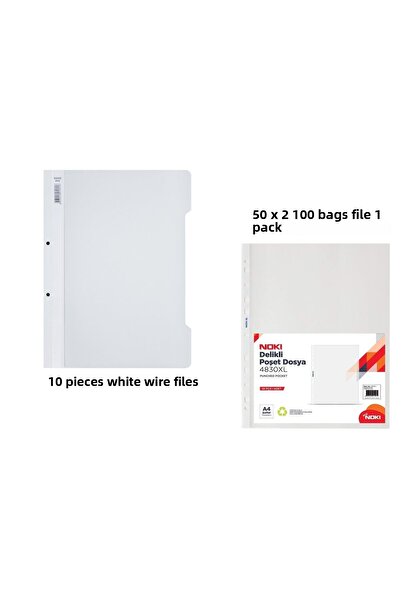 KarmaOfis White Ring Binder Set 2 (10 White Ring Binders + 100 Bag Binders)