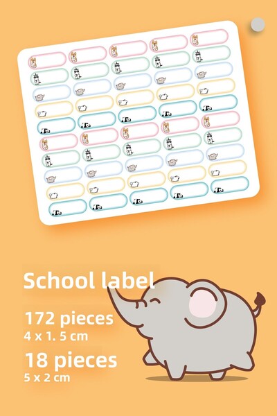 Varyant 190 قطعة من الملصقات المدرسية - قلم - دفتر ملاحظات - ملصقات كتب - مجم...