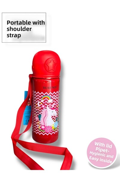 madam gold Steel Unicorn Printed Steel Water Bottle 500ml Cold Water and Hot Water Resistant