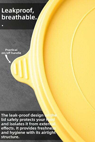 Meleni Home Set of 6 Yellow Round Food Storage - Food Container, 1200ml Capacity