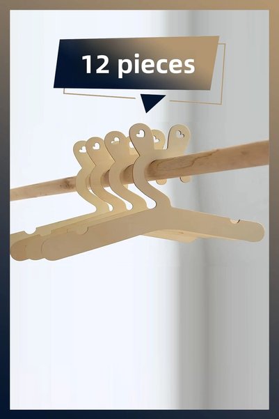 AHWALL Wooden Mdf Children's Hanger 12 Pieces Cute Rabbit Eared Hanger Baby Hanger