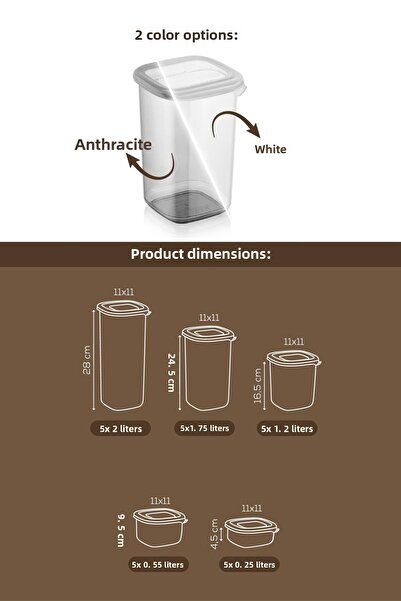 Vienev Set of 25 Labeled Set of Pulses Storage Container Anthracite