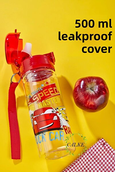 Calke Children's Water Bottle 500 ml with Straw Polycarbonate Bpa Free - Cars