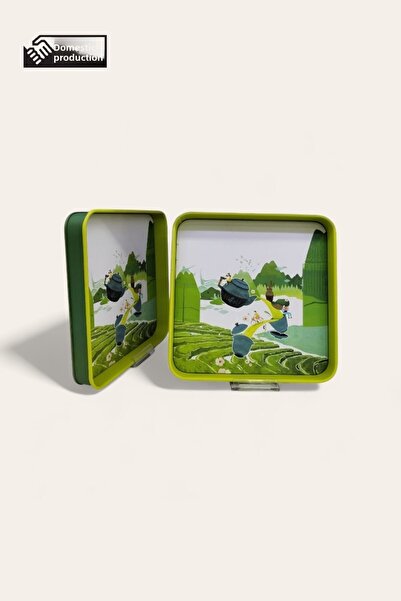 kmskumsar صينية معدنية مربعة الشكل مطبوعة بلون الشمسي - صينية ديكور - صينية عرض