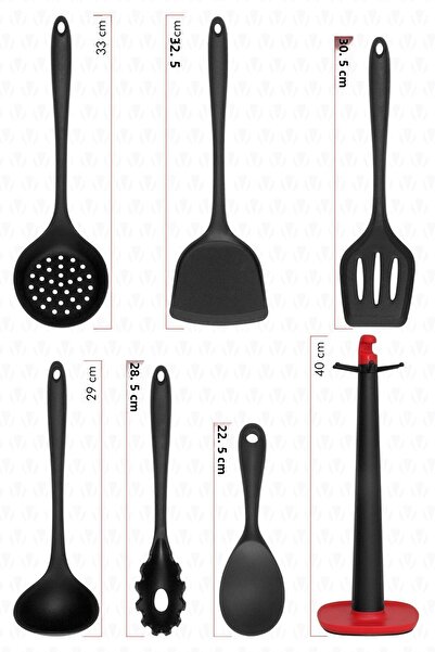 valletta 7 Piece Claris Spatula Set - Black with Stand