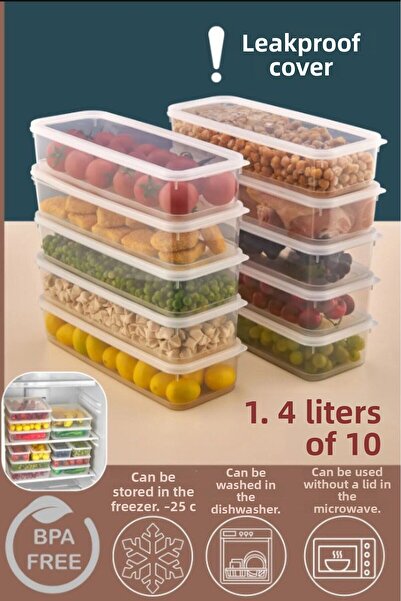 Carat Home 10 Pieces Vacuum Sealed Food Fresh Storage Container Set 1400ml - ...