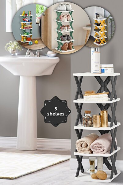 Vienev 5-Tier Shelf Anthracite Organizer - for Bathroom, Kitchen, Room