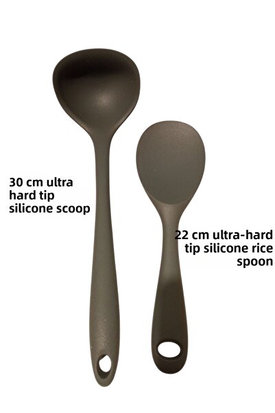 TARIK HOME مجموعة من 2 مغرفة سيليكون مقاومة للحرارة العالية ذات أطراف صلبة للغاية مع ملعقة أرز
