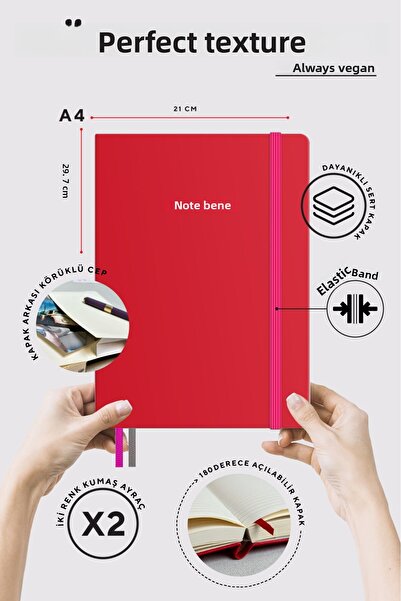 Victoria's Journals Nota Bene Premium Hard Cover Notebook, 21x29 cm, Striped