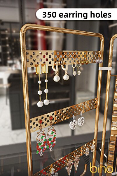 Bino صندوق منظم المجوهرات، حامل المجوهرات المزخرف، 3 قطع، حامل حلقات القلادة