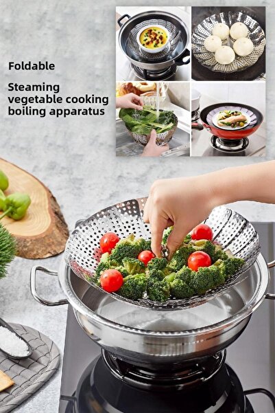 Anadolu Saray Çarşısı جهاز غلي الخضروات المعدني العملي القابل للطي بالبخار، س...