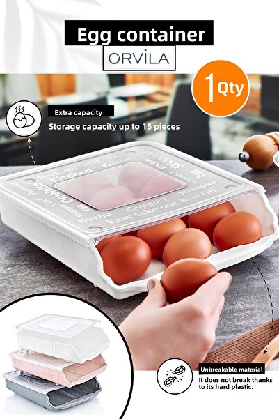 Orvila 15-Piece Egg Storage Box - In-Cabinet Organizer Automatic Scroll Container