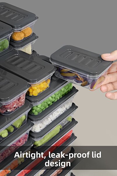 Meleni Home Microwave-Compatible Organizer Set of 20 - Anthracite Deep and Shallow Food Food Storage Container